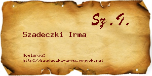 Szadeczki Irma névjegykártya